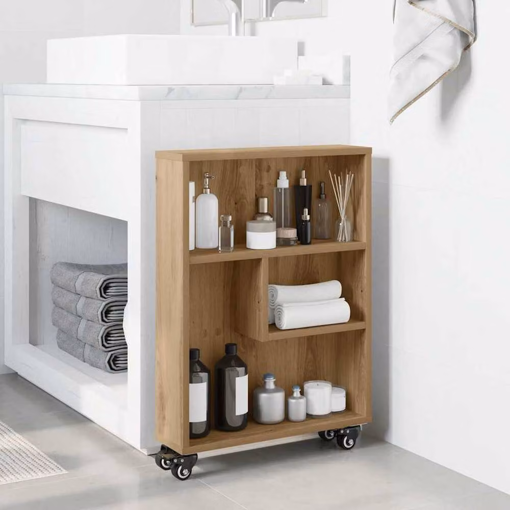 Berkfield Home Narrow Storage Trolley in Artisan Oak Brown, W/D/H: 48 x 13 x 68 cm – 2