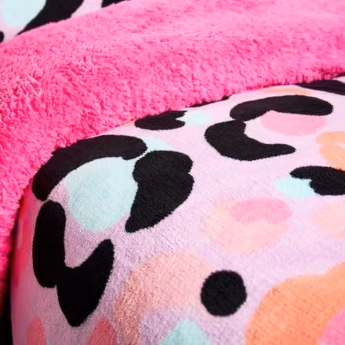 OHS Reversible Leopard Print Double Fleece Duvet Cover and Pillowcase Set in Purple, W/D/H: 200 x 200 cm – 3