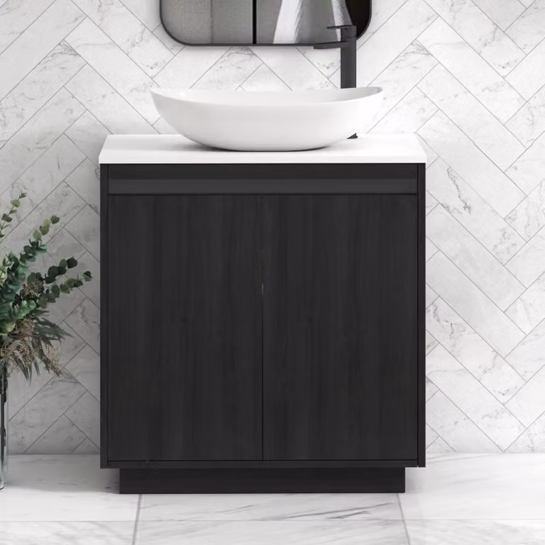 Royal Bathrooms Orion 800mm Hale Floor Standing Vanity Unit with Cesar Basin and Black Accent Trim, White and Black