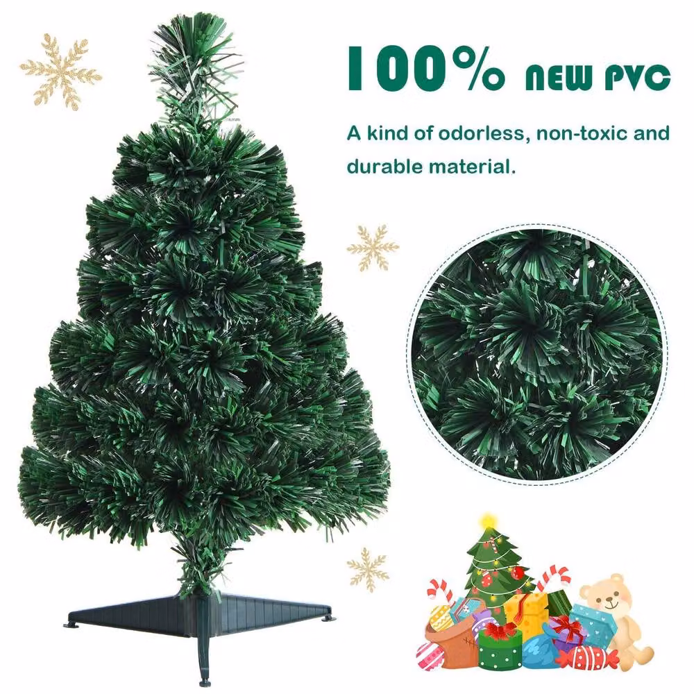Costway Green Fiber Optic Tabletop Mini Christmas Tree with 60cm PVC Branches – 5