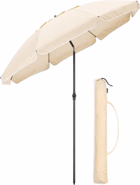 Christow Portable Beach Parasol in Beige and Yellow with UPF 30 Protection