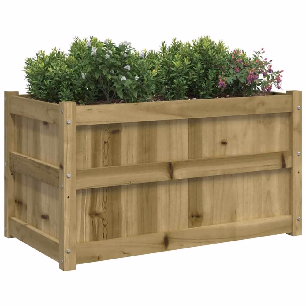 Berkfield Home Garden Planters, Set of 2 Impregnated Brown Pine Wood Tubs for Ornamental and Vegetable Gardens – 3