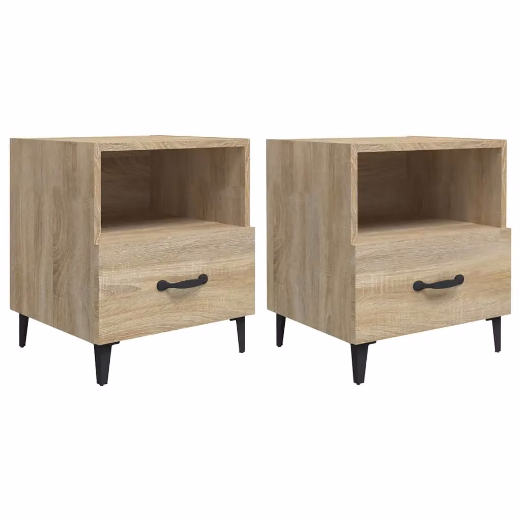 Berkfield Home Set of 2 Sonoma Oak Bedside Cabinets in Brown – 2