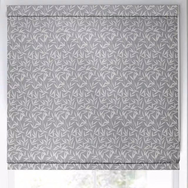 Laura Ashley Willow Leaf Chenille Blackout Made to Measure Roman Blind in Grey