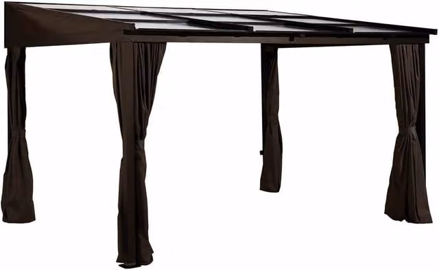Sojag Sutton Brown Aluminium Lean-to Patio Cover, W: 366.5 cm, D: 298.5 cm, H: 243 cm