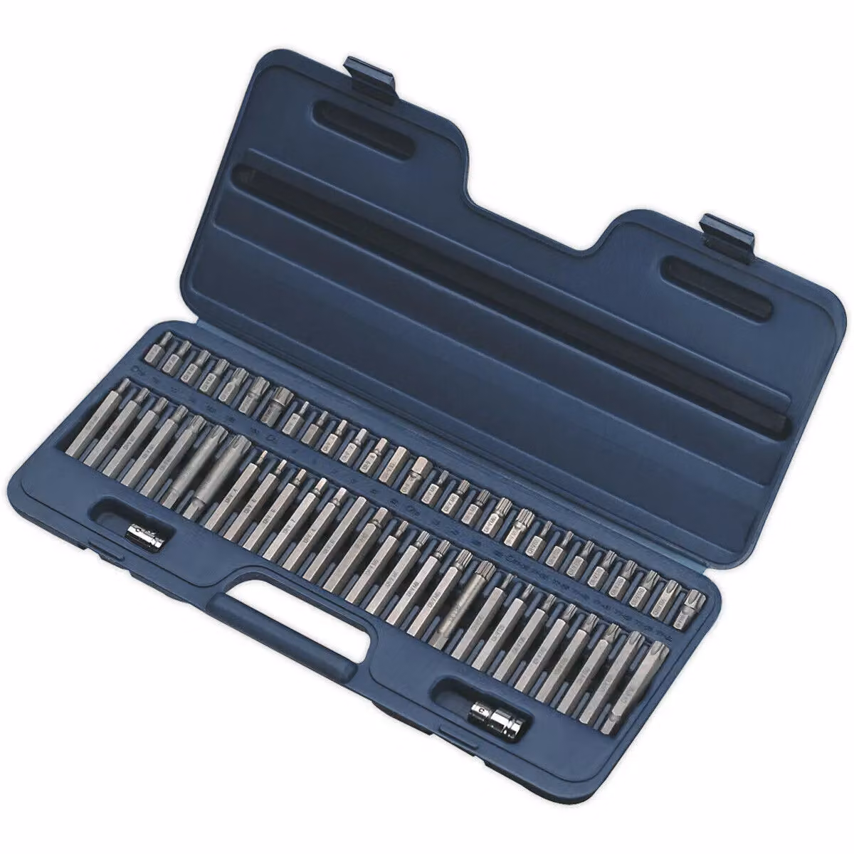 Loops 56pc TRX-Star Security, Hex and Spline Socket Bit Set with 3/8 inch and 1/2 inch Square Drive in Blue and Multicolour Chrome Vanadium Steel – 3