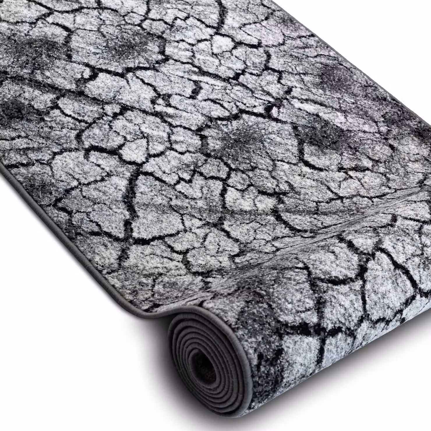 RugsX Silver Terra Runner Grey Abstract Modern Polypropylene Rug, W: 100 cm, L: 250 cm – 2