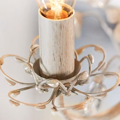 Endon Lullaby 5 Light Flower Design Pendant Chandelier in Gold and Beige with Transparent Glass – 2