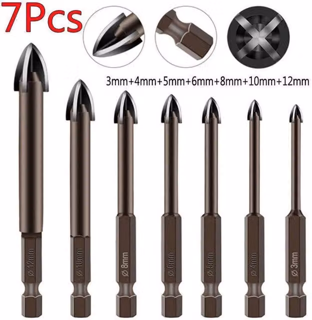 SPETLEK 7-Piece Multi-Material Masonry Tile Drill Bit Set in Brown – 1