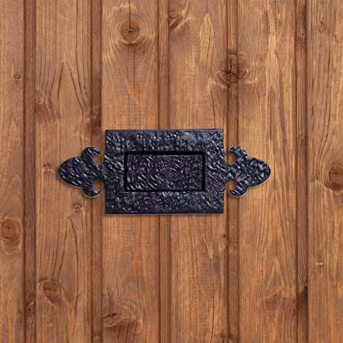 Hammer and Tongs Fleur De Lis Iron Letter Plate, Matt Black, W: 27.0 cm, H: 10.5 cm, Pack of 2 – 5
