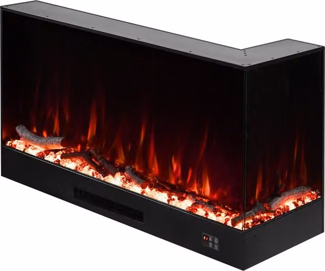 Lifeideas Metal L-Frame Recessed Electric Fireplace in Black, 117 cm