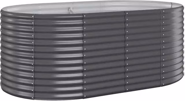 Berkfield Home Garden Powder-coated Steel Raised Bed in Anthracite Grey, W/D/H: 175 x 100 x 68 cm