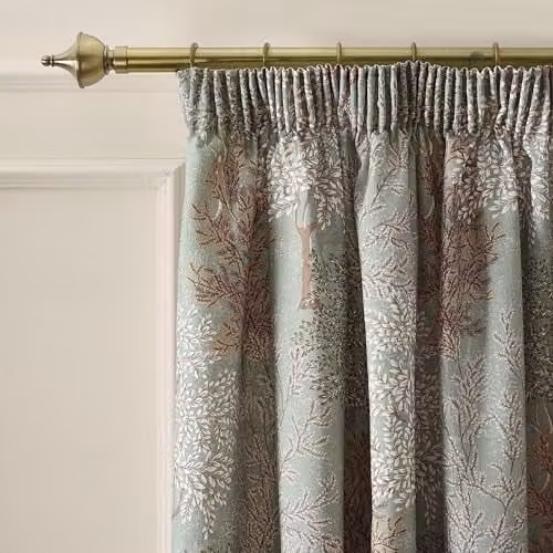 Catherine Lansfield Woodland Trees Lined Pencil Pleat Curtains, Two Panels, Green – 1