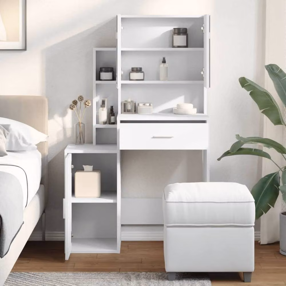 Berkfield Home Modern White Dressing Table with Cabinet, W/D/H: 80 x 35 x 132 cm – 2