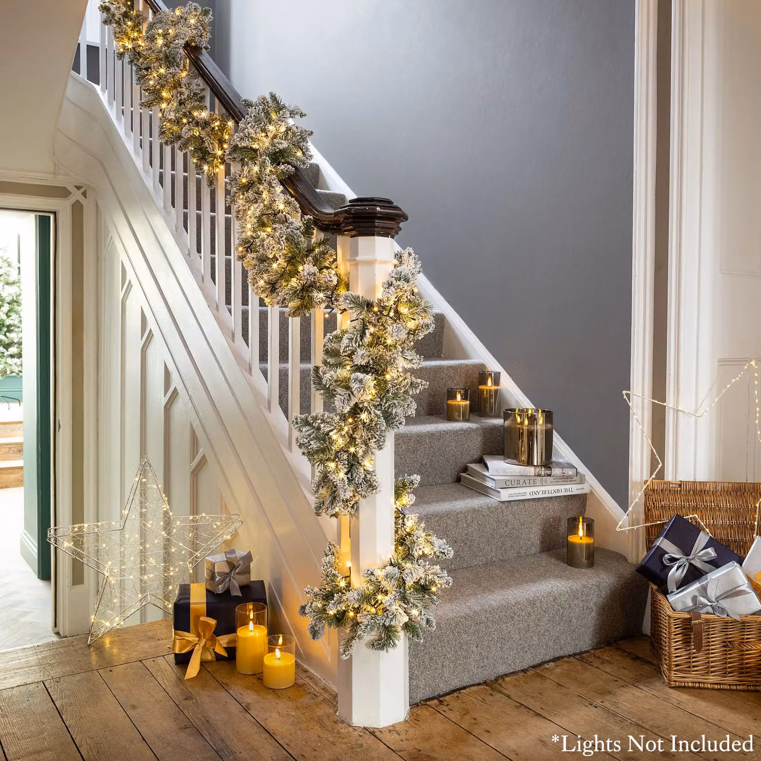 Christow Flocked Snowy Artificial Pine Christmas Garland in Green and White, Length: 180 cm – 3