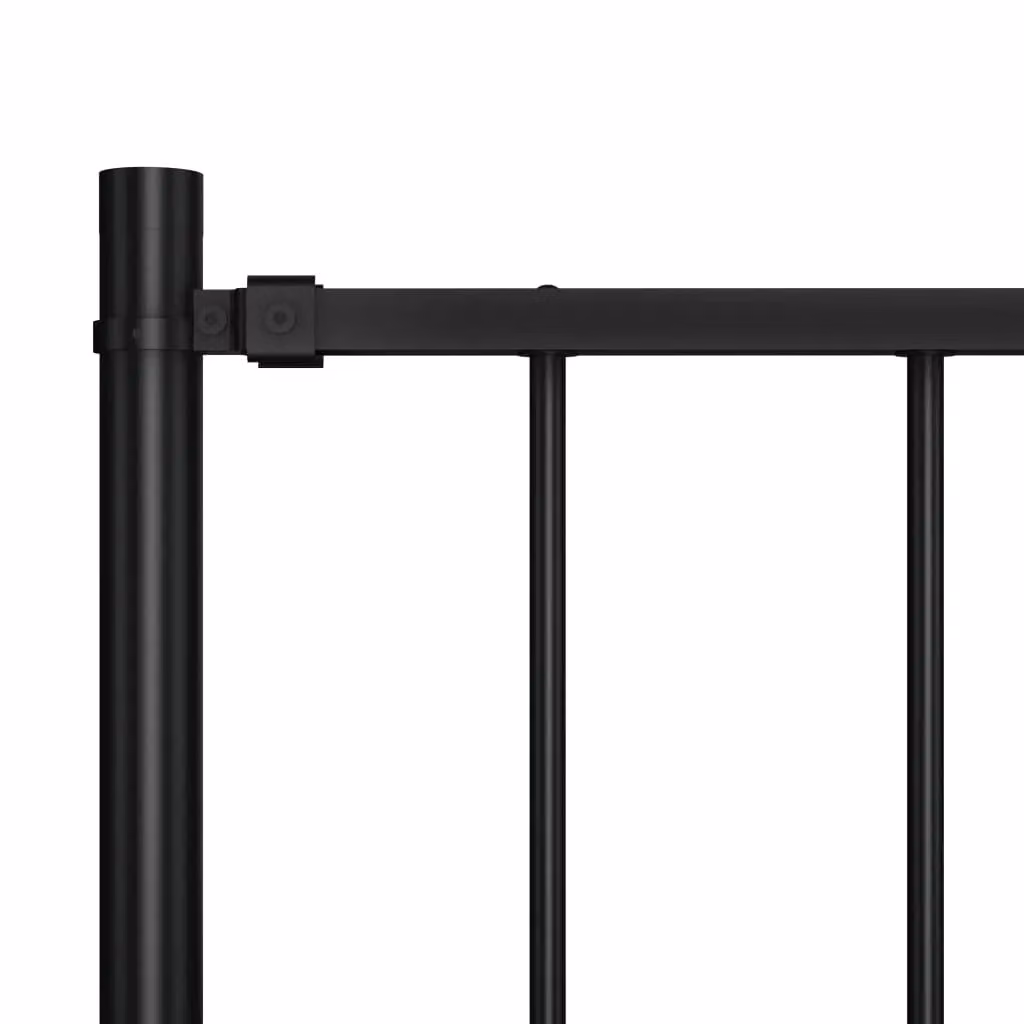 Berkfield Home Black Powder-coated Steel Fence Panel with Round In-ground Posts, H: 170 cm, W: 100 cm – 2