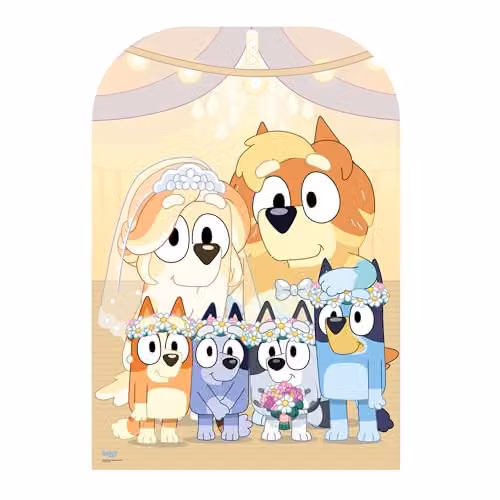 Star Cutouts Bluey Wedding Stand-In Cardboard Cutout, Multicolour Party Decoration and Kids Photo Prop, Height: 131 cm