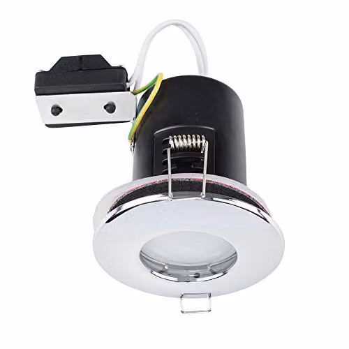 MiniSun Pack of 6 Fire Rated Polished Chrome Domed Recessed Ceiling Downlights with 5W Cool White LED Bulbs (IP65) – 1