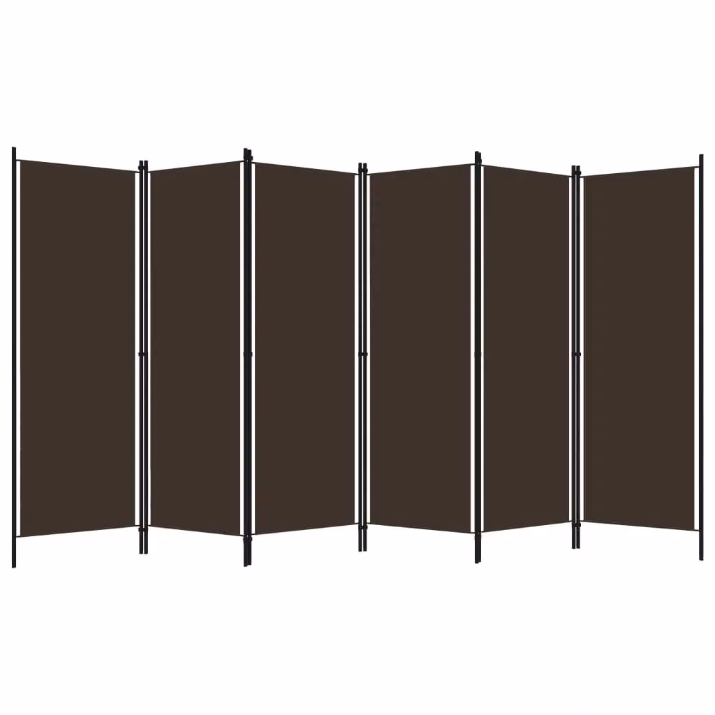 Berkfield Home 6-Panel Metal Room Divider, Brown, W: 300 cm, H: 180 cm – 2