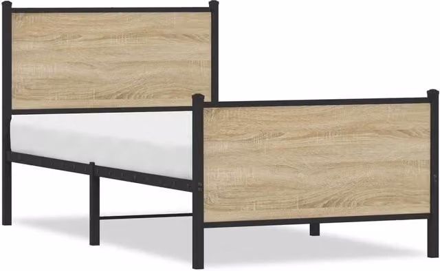 Berkfield Home Metal Bed Frame in Sonoma Oak Brown, Small Single, W: 75 cm, L: 190 cm