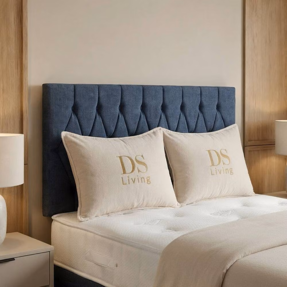 DS Living Diamond Denim Upholstered Divan Bed in Blue, W/D/H: 180 x 200 cm – 2