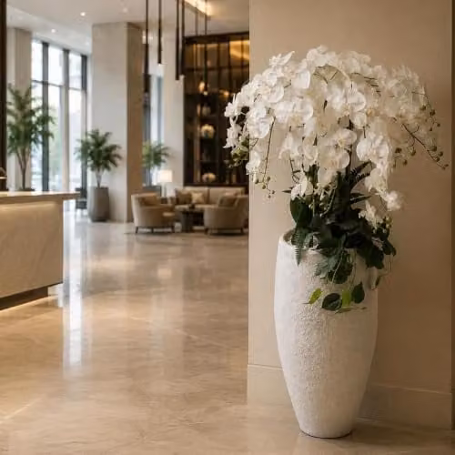 Leaf UK White Orchid Potted Artificial Plant Display, Height: 150 cm – 1