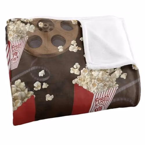 JQ Licensing Popcorn Pattern Silky Touch Super Soft Fleece Throw Blanket in White, W/D/H: 152 x 127 cm – 2