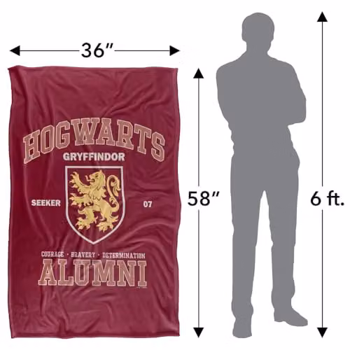 LOGOVISION Harry Potter Hogwarts Gryffindor Alumni Super Soft Fleece Throw Blanket, Red/Multicolour, W: 91.44 cm, H: 147 cm – 4