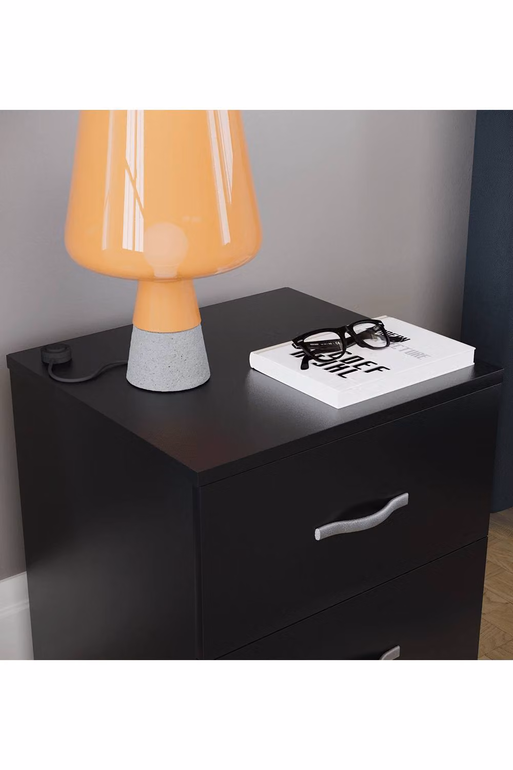 HD Designs Riano 2 Drawer Bedside Cabinet in Black – 3