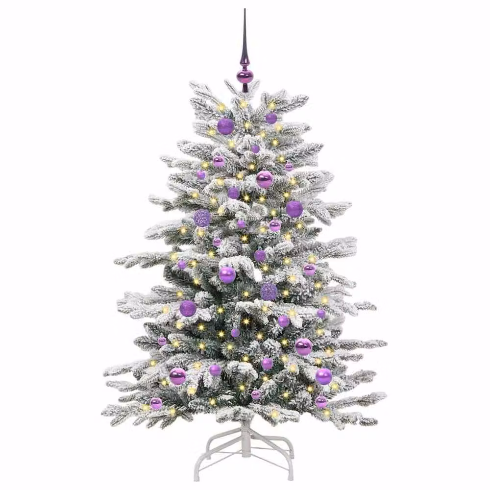 Berkfield Home Artificial Hinged Christmas Tree in White, Height: 150 cm – 3