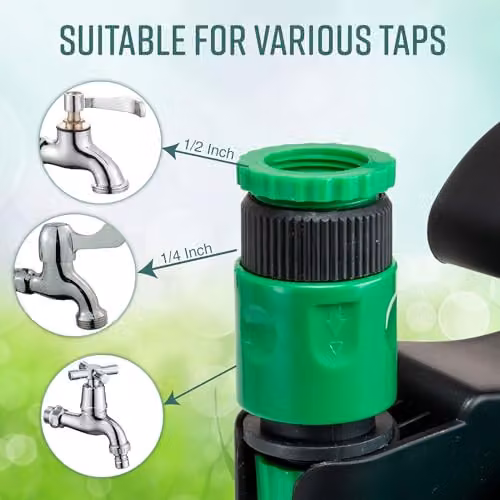 GloBrite Mini Wall-Mounted Hose Reel in Green with 10m Garden Hose Pipe, Spray Gun and Adjustable Nozzle – 7