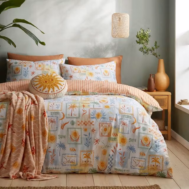 Fusion Soleil Reversible Easy Care Polycotton Duvet Cover Set, Multicolour, 200 x 200 cm – 1