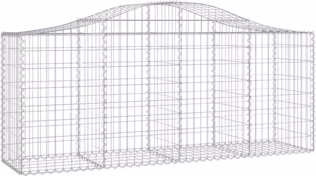 Berkfield Home Decorative Arched Gabion Baskets, 3 Piece Set, Galvanised Steel, Silver, W/D/H: 200 x 50 x 80/100 cm