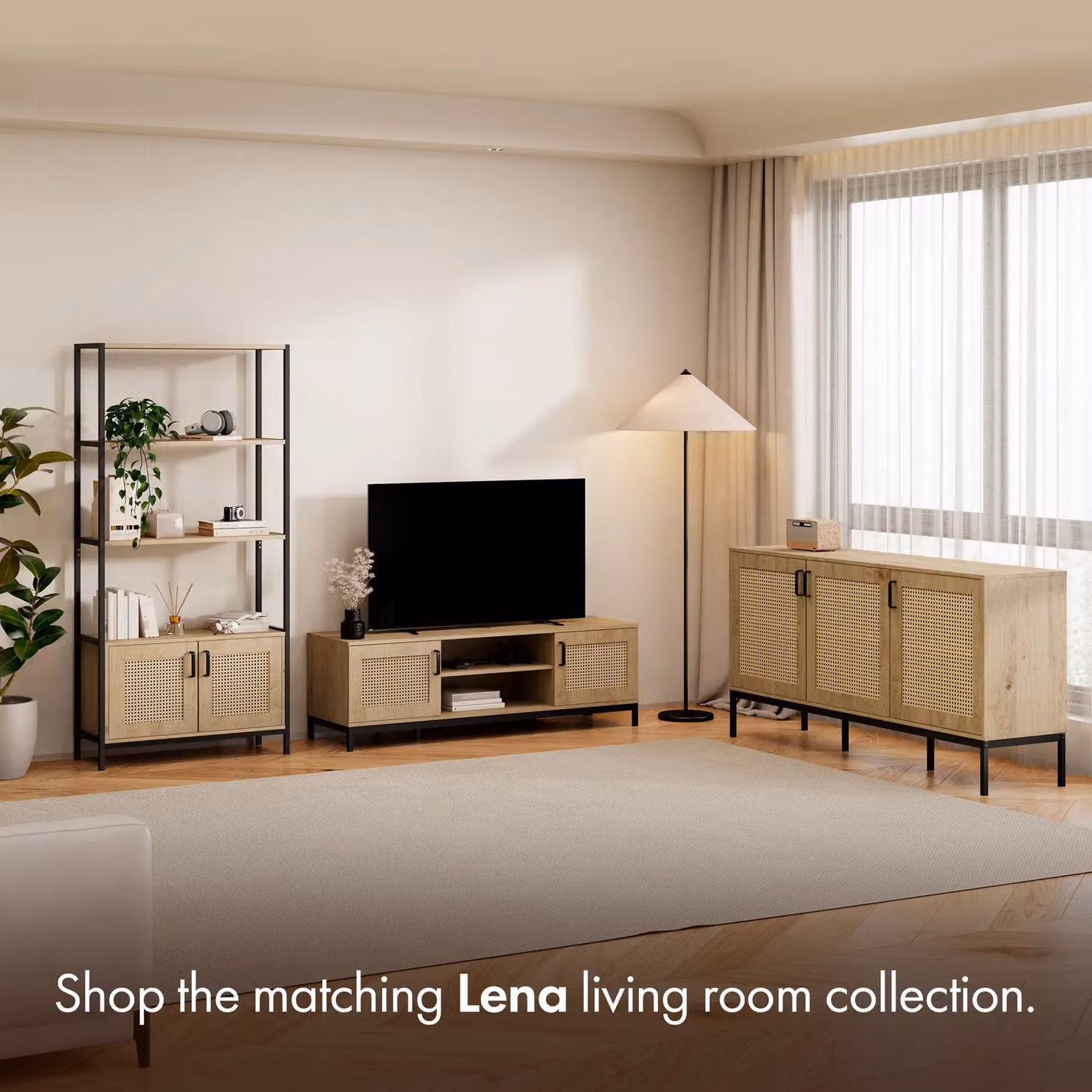 VonHaus Lena Rattan Effect Living Room Storage Bookcase in Brown and Black, H 180 x W 64 x D 35 cm – 5