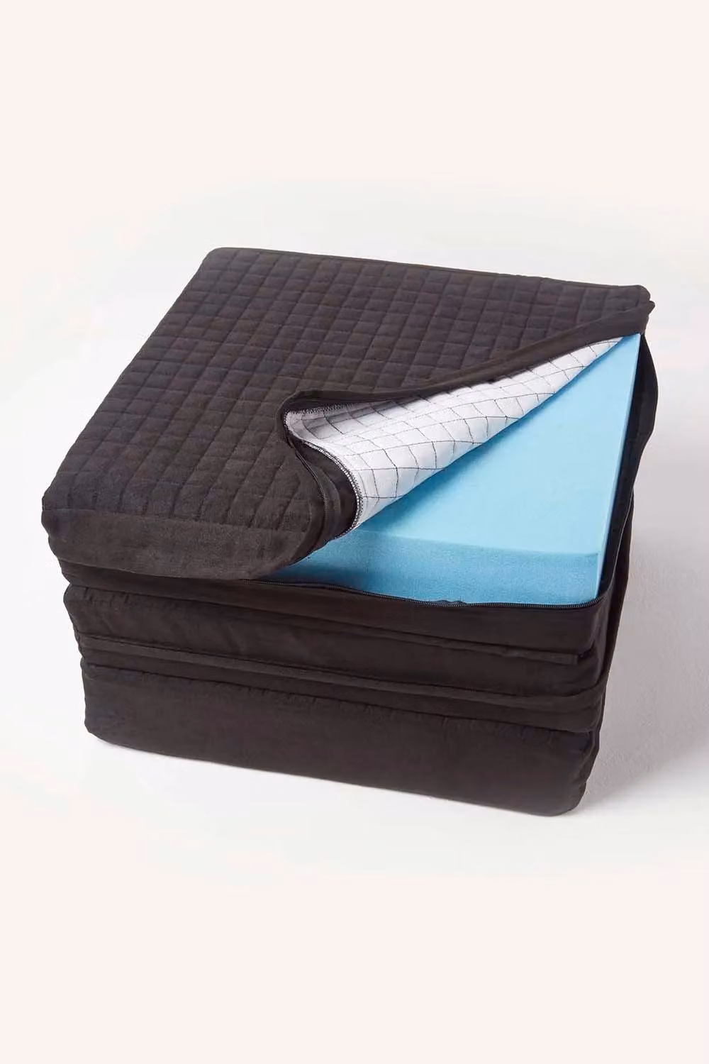 Homescapes Black Faux Suede Orthopaedic Foam 3 Seater Booster Cushion W: 150 cm, D: 50 cm, H: 10 cm – 2
