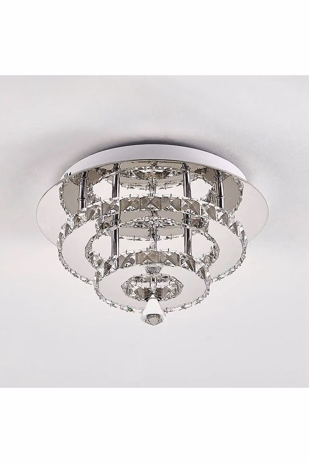 ExtraStar Modern Double Layer Crystal LED Ceiling Light, 30W, Silver – 2