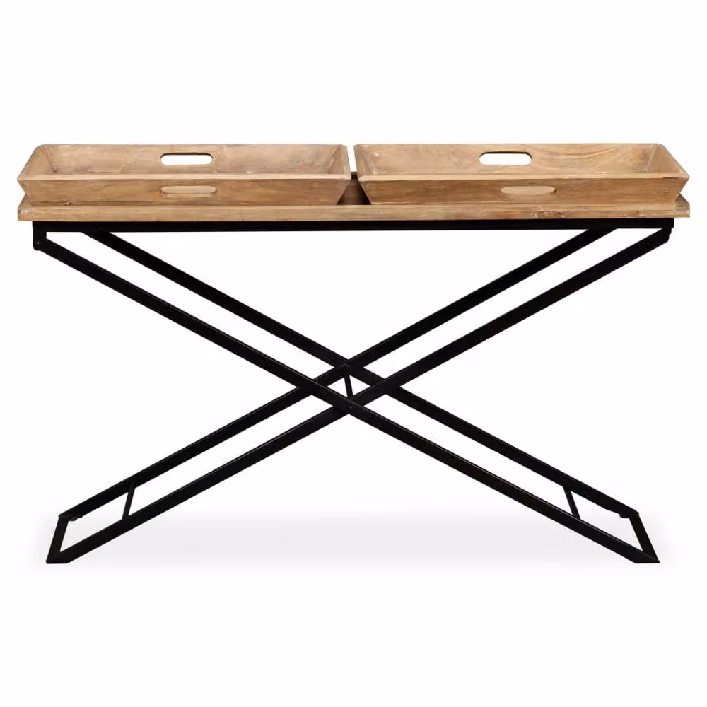 Berkfield Home Solid Mango Wood Console Table in Brown, W/D/H: 130 x 40 x 80 cm – 2
