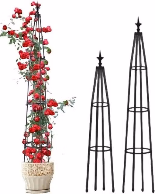 SPETLEK Black Steel Climbing Plant Support Tower Obelisk, Height: 130 cm – 1