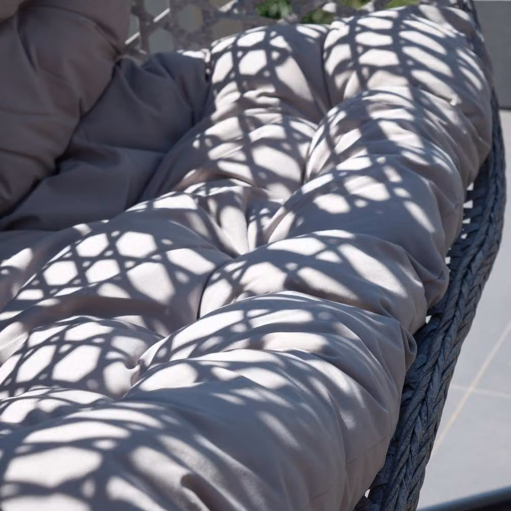 Rosewood & Stone Home Petworth Double Egg Chair in Light Grey on Grey, 2 Seater – 2