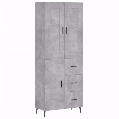 vidaXL Highboard in Grey with Hinged Doors and Internal Shelves, W/D/H: 69.5 x 34 x 180 cm