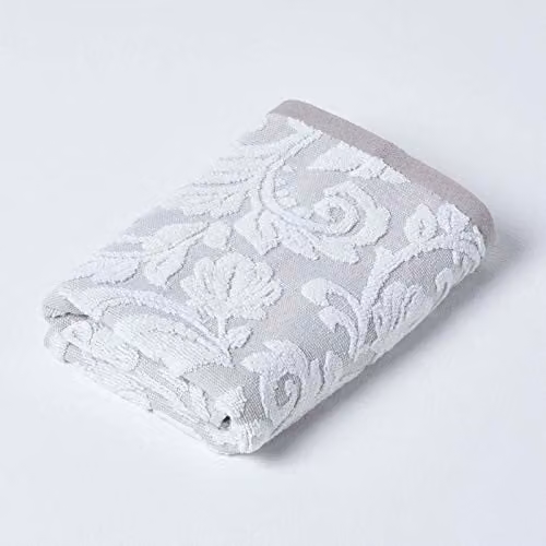 HOMESCAPES Luxury Beige and Brown Patterned Hand Towel, 100% Turkish Cotton, 600GSM