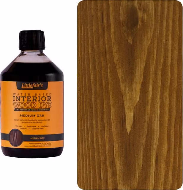 Littlefair's Indoor Wood Stain in Medium Oak, Brown, 0.5 l