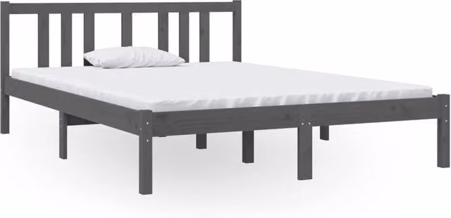 Berkfield Home Modern Solid Pine Wood Bed Frame, Grey, W: 135 cm, D: 190 cm