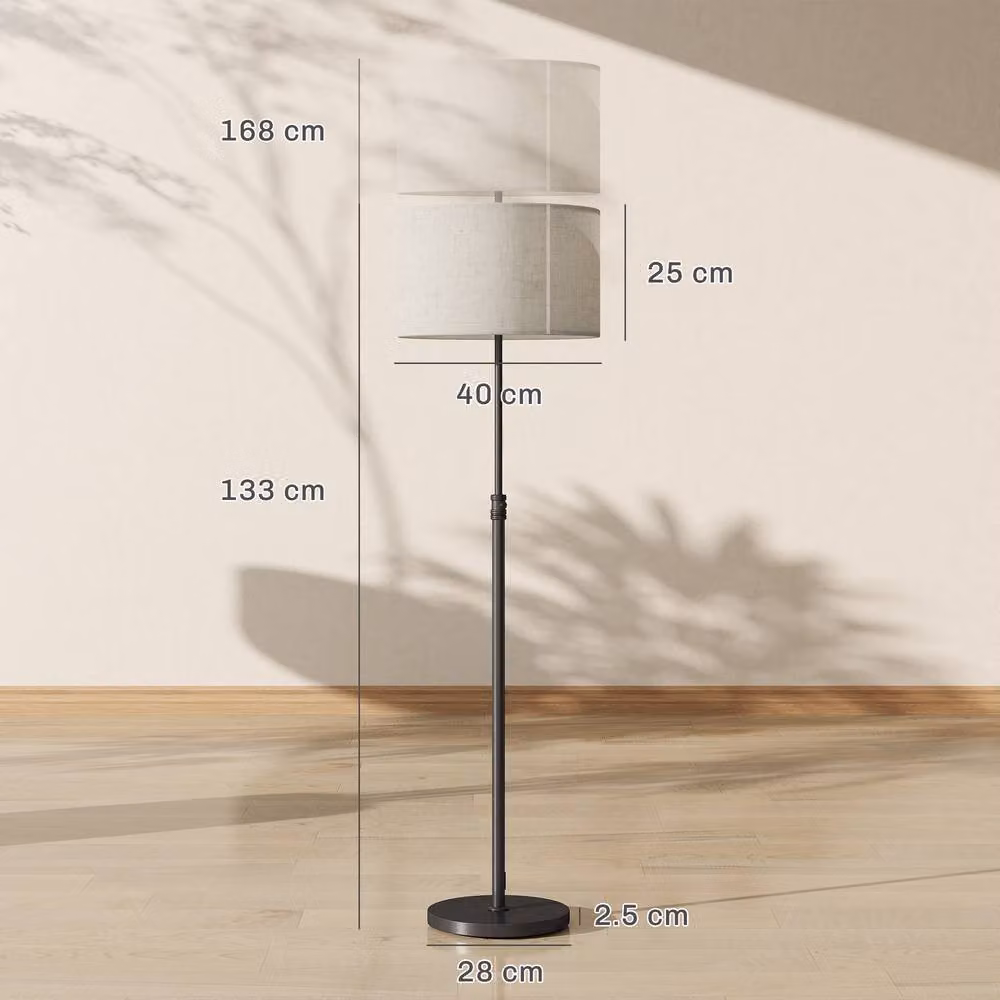 HOMCOM Modern Dimmable Floor Lamp in Black with Remote Control and Adjustable Height – 3