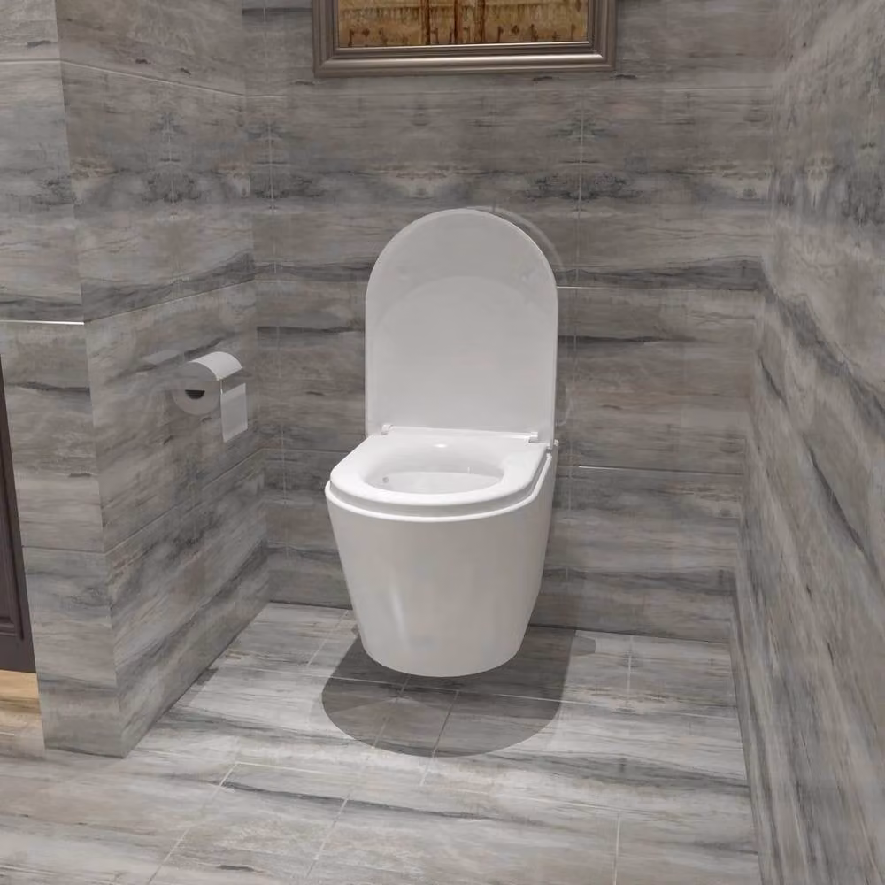 NESTLUNE White Rimless Wall Mounted Ceramic Toilet W/D/H: 52 x 52 x 52 cm – 2