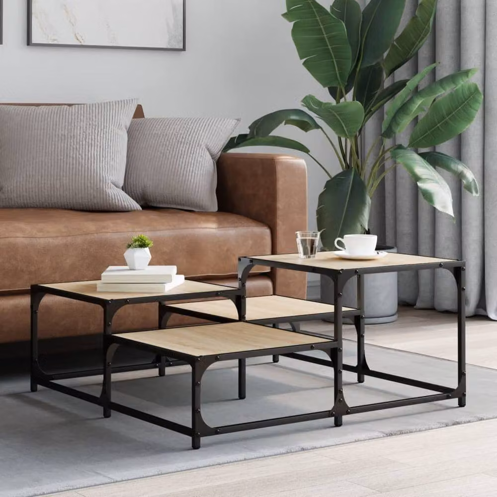 Berkfield Home Sonoma Oak Coffee Table, Brown, W/D/H: 87.5 x 87.5 x 40 cm – 3