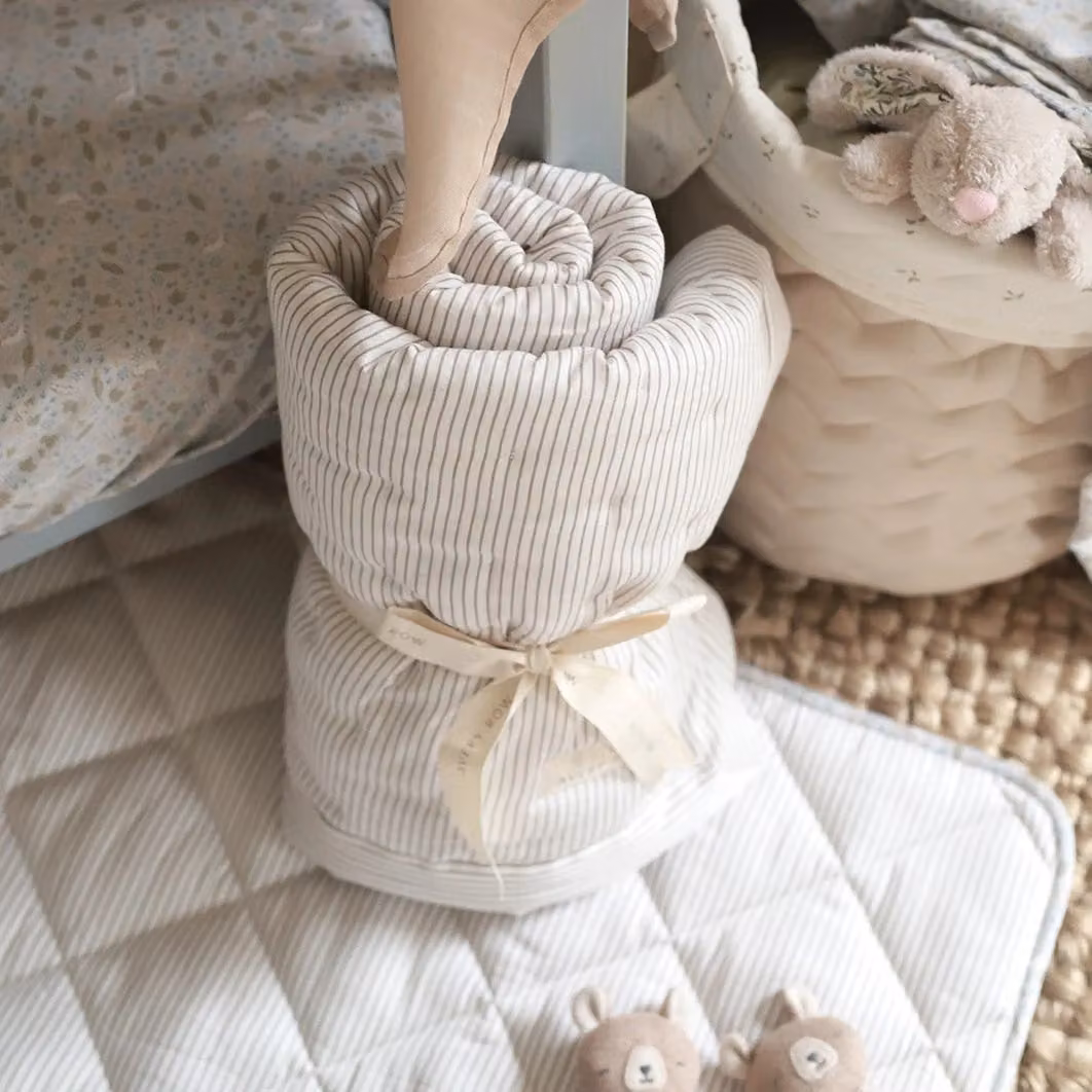 Avery Row Organic Cotton Striped Quilted Bedspread in Beige – 2