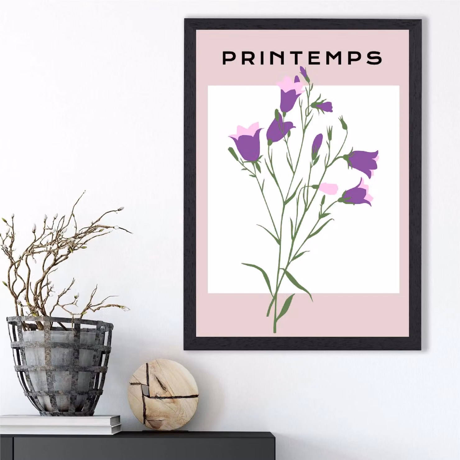ARTZE Purple Wildflower Botanical Framed Print with Black Frame – 2