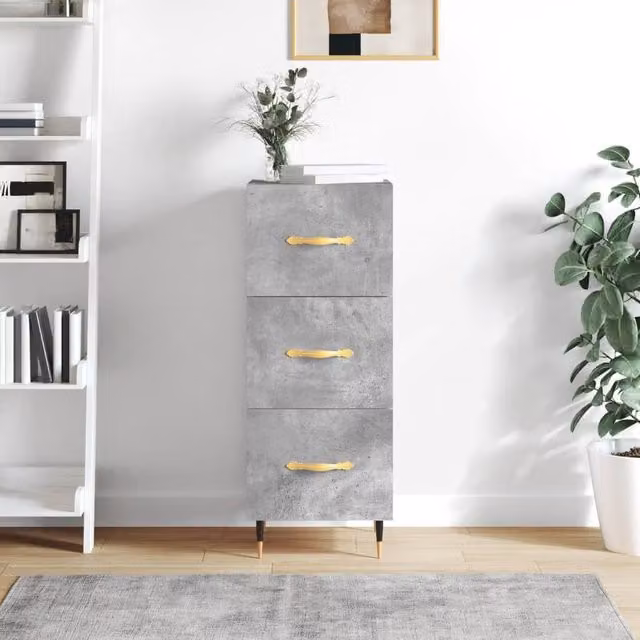 Berkfield Home Modern Sideboard in Concrete Grey, W/D/H: 34.5 x 34.0 x 90.0 cm – 1