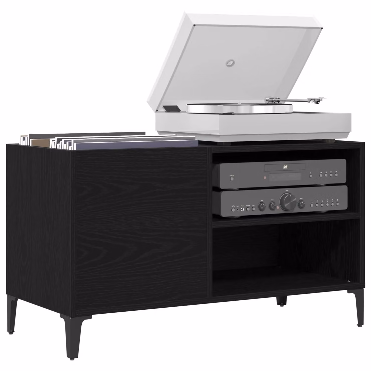 Berkfield Home Black Oak Record Cabinet W/D/H: 84.5 x 38 x 48 cm – 3